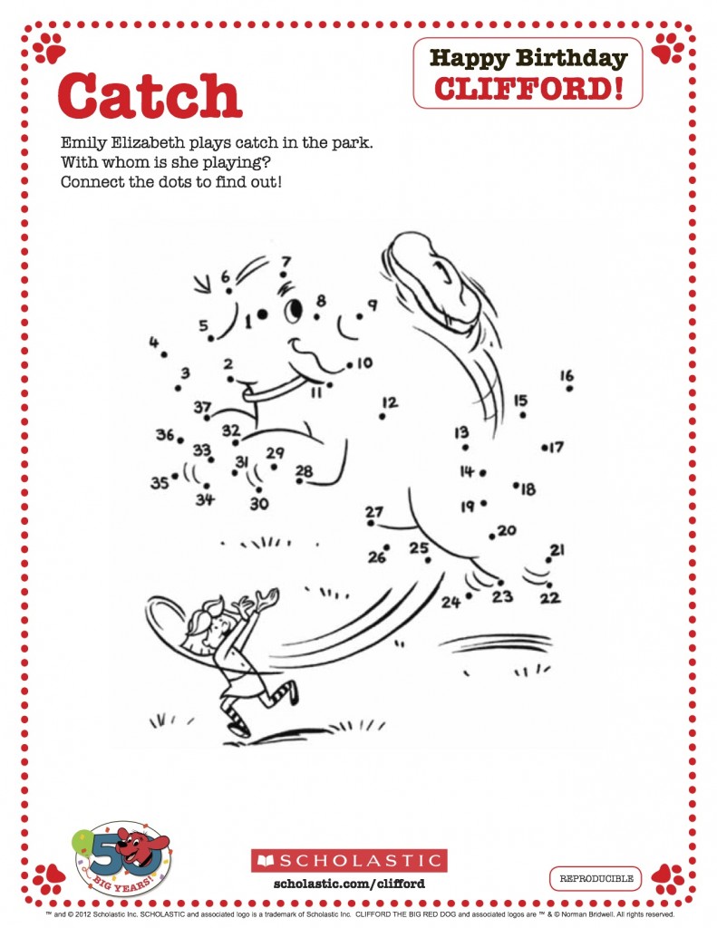 Printable Clifford Connect The Dots from Scholastic - Mama Likes This