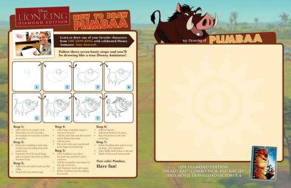 How to Draw Pumbaa from Disney's Lion King - Free Printable Activity Page