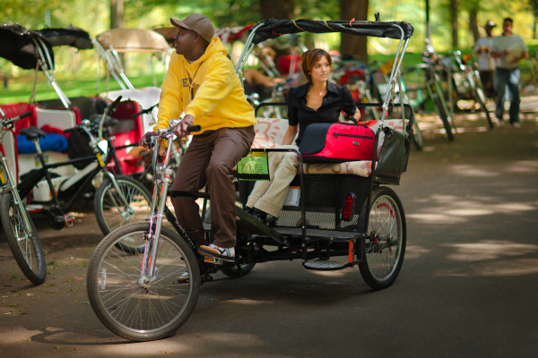 Sleepypod Air on a Bike Taxi