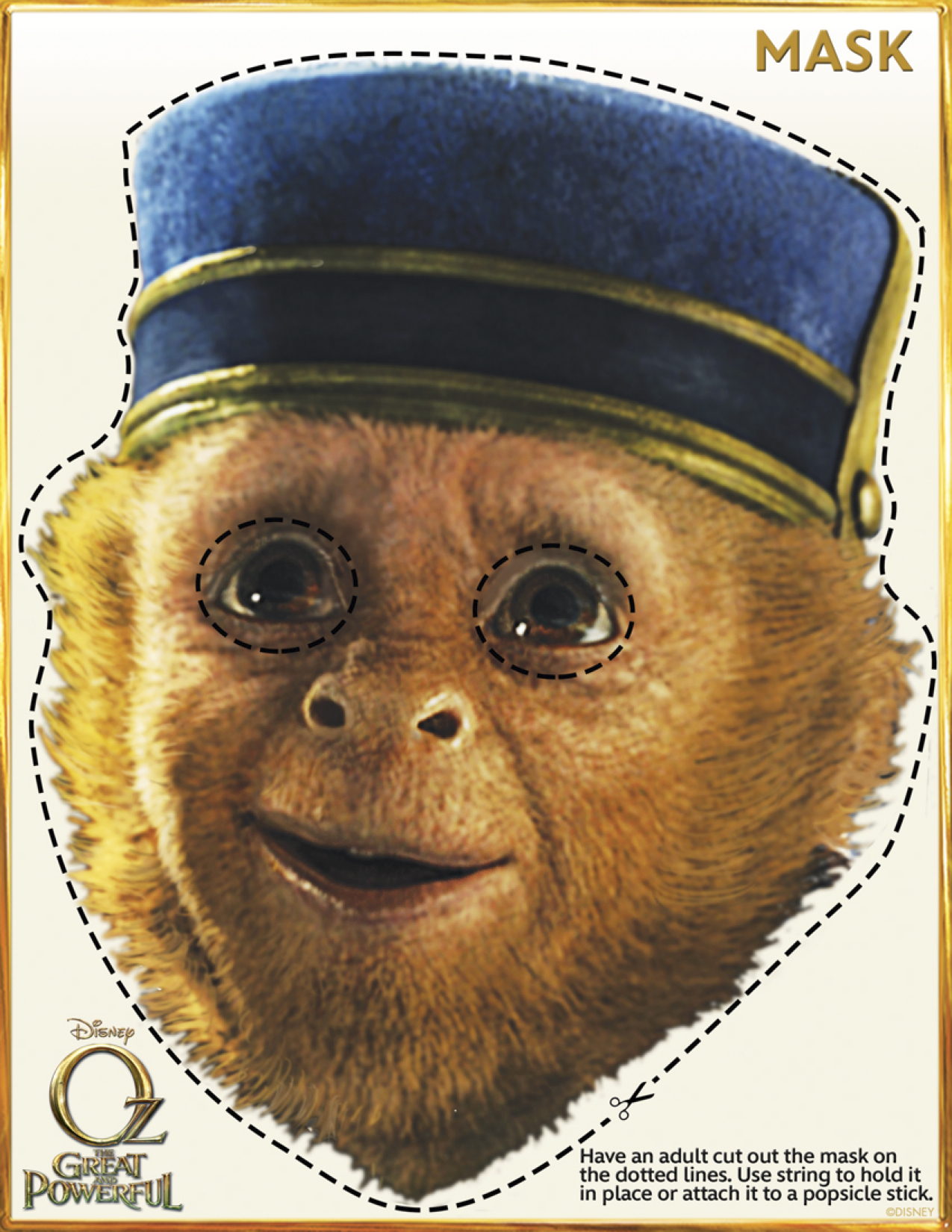 Oz The Great and Powerful Printable Monkey Mask
