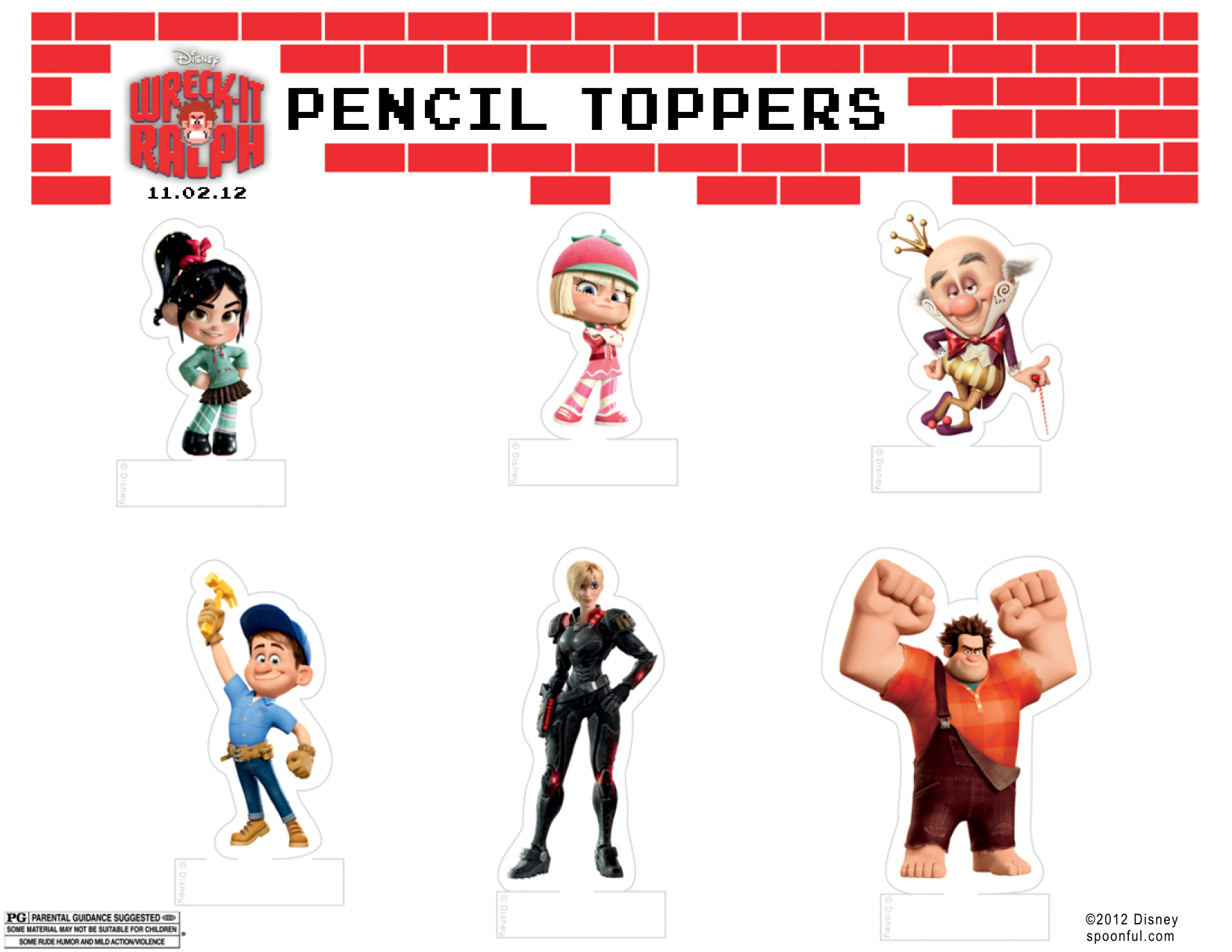 Wreck It Ralph Printable Pencil Toppers Back to School Craft