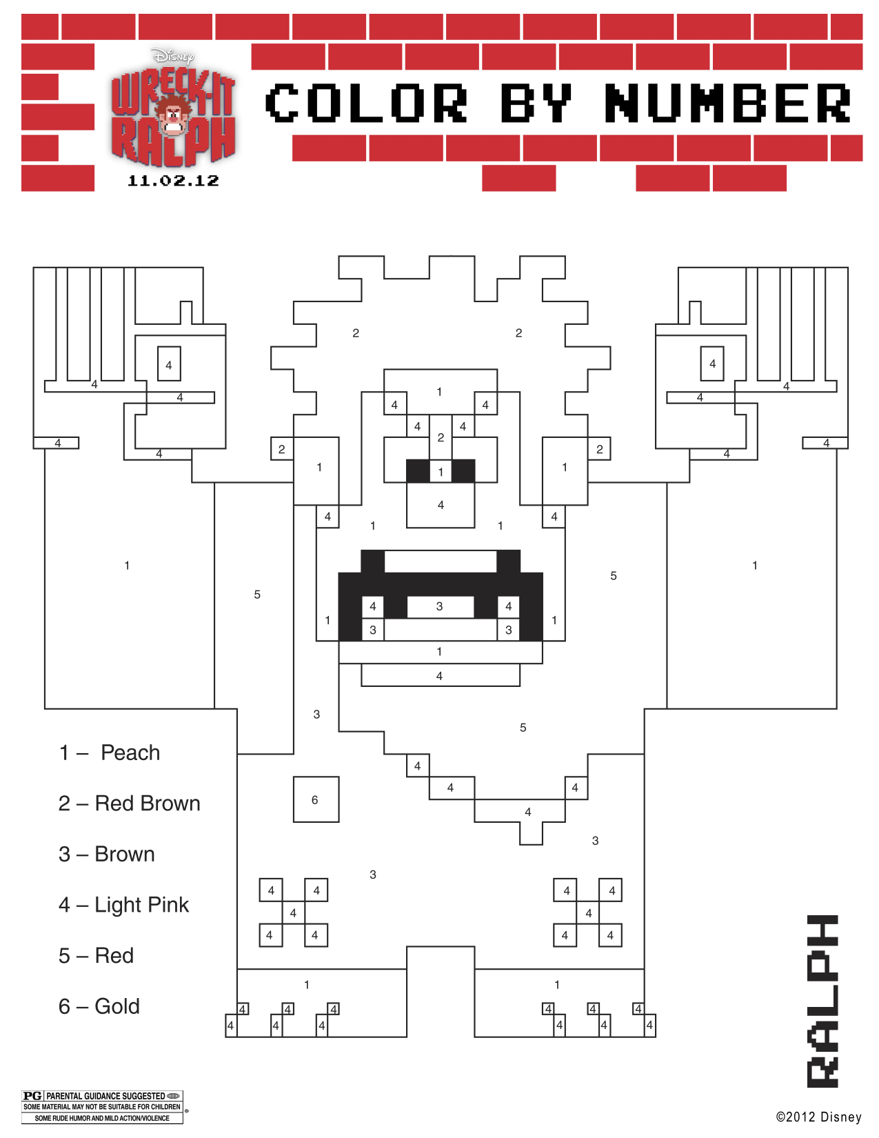 Wreck It Ralph Printable Color By Number