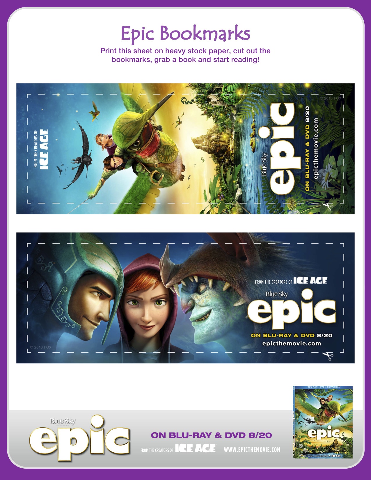 Epic Printable Bookmarks Activity Sheet #EpicDay