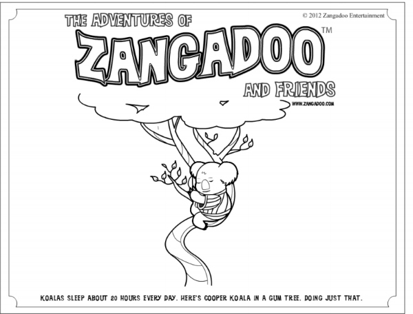 Zangadoo Printable Koala Bear Coloring Sheet