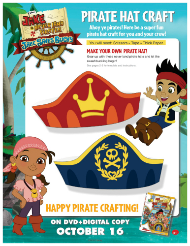 Jake and The Neverland Pirates Printable Pirate Hat Craft