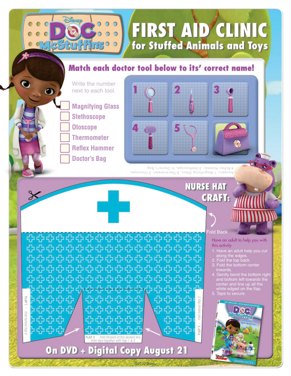 Doc McStuffins Printable Nurse Hat Craft