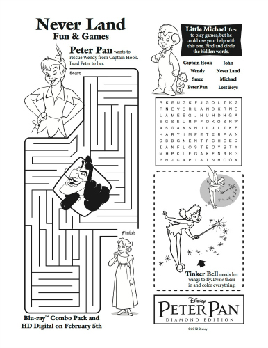 Disney Peter Pan & Tinker Bell Printable Activity Sheet
