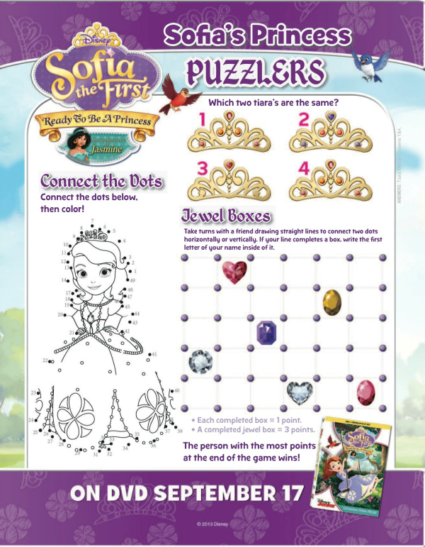 Disney Sofia the First Ready to Be A Princess Printable Puzzle Page