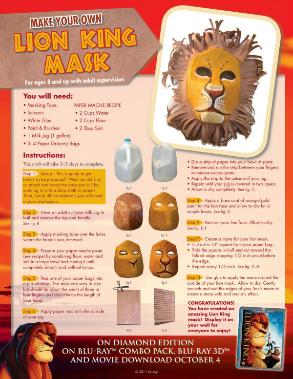 Lion Paper Mask Printable Africa Animal Craft Activity Template