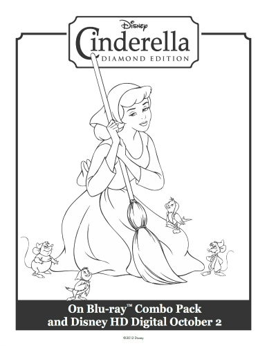 Cinderella Doing Her Chores - Printable Coloring Sheet