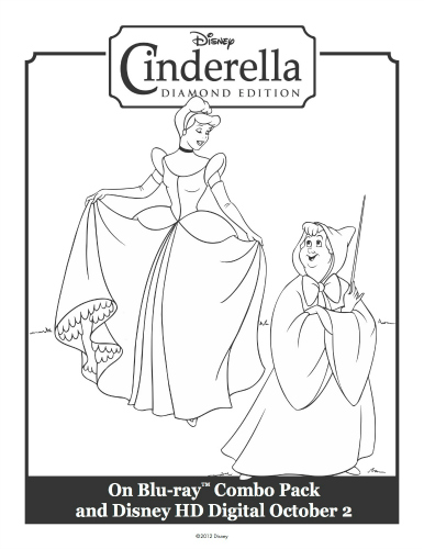 Cinderella and Her Fairy Godmother Printable Coloring Sheet