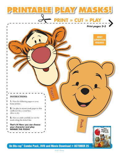 DIY Free Printable Disney Winnie the Pooh & Tigger Masks