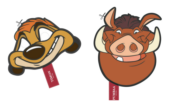 Timon & Pumba Printable Masks