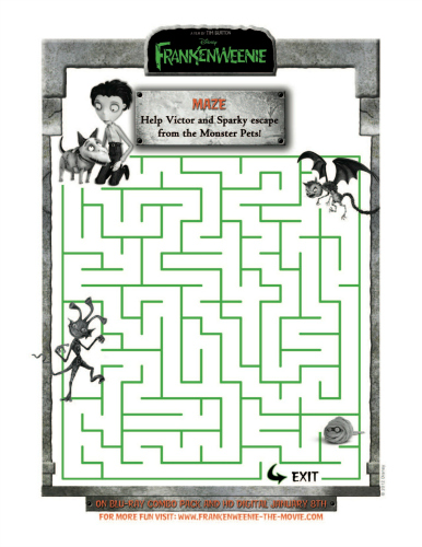 Frankenweenie Printable Victor and Sparky Maze