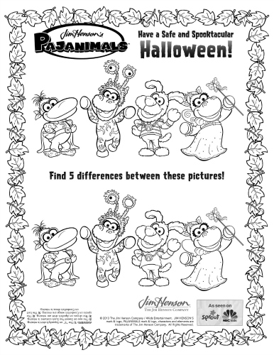 Jim Henson's Pajanimals Halloween Coloring Page