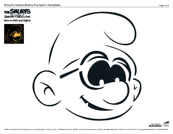 The Smurfs Pumpkin Carving Template - Brainy