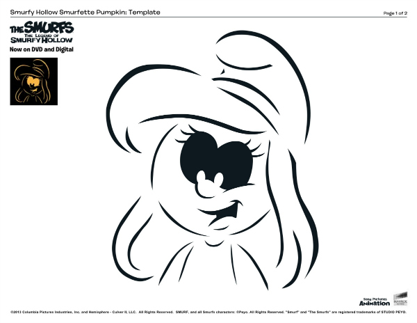 The Smurfs Pumpkin Carving Template - Smurfette