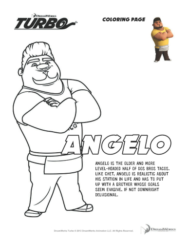 Turbo Printable Coloring Page - Angelo | Mama Likes This