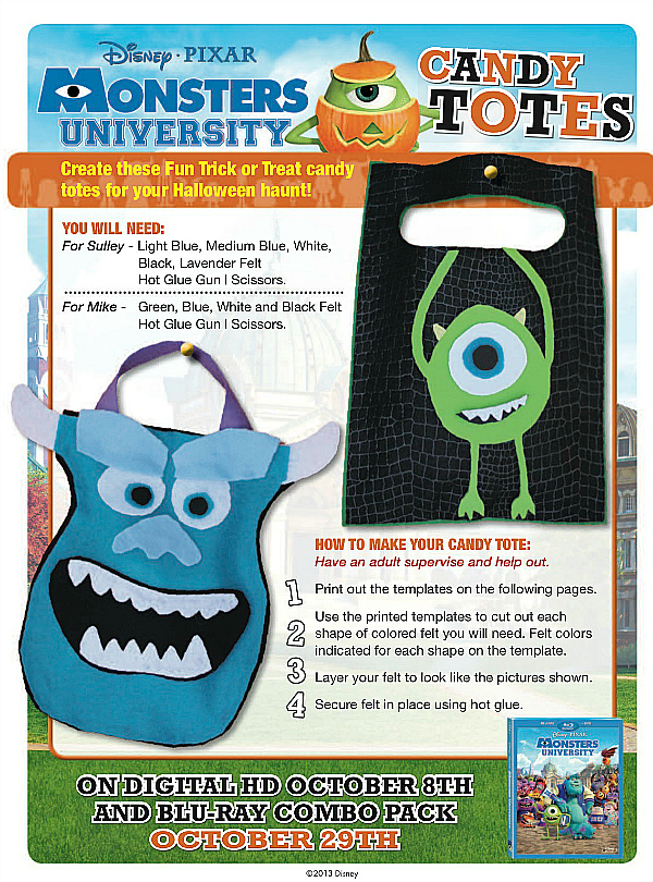 DIY Monsters University Halloween Candy Totes