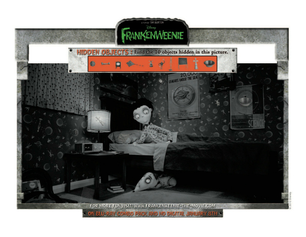 Frankenweenie Printable Hidden Objects Picture