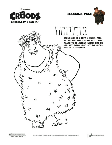 The Croods Thunk Coloring Sheet