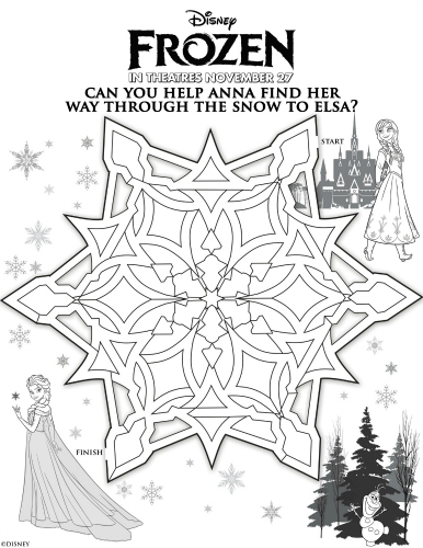 Free Printable Disney Frozen Anna and Elsa Maze #freeprintable #disney #frozen #maze #printablemaze #elsa #disneyprincess