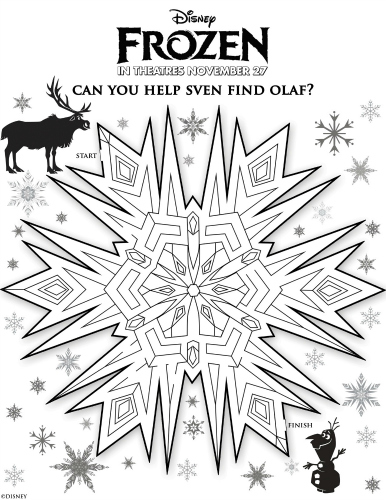 Free Printable Disney Frozen Sven and Olaf Maze #sven #olaf #frozen #frozen2 #disney #freeprintable #printablemaze #maze