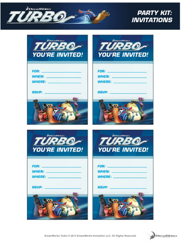Turbo Printable Party Invitations