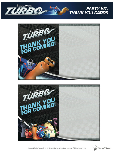Turbo Printable Thank You Cards