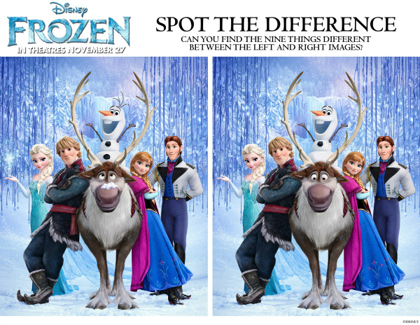 Disney Frozen Spot the Differences Printable Activity Page #Disney #frozen #spotthedifference #freeprintable #printableactivity