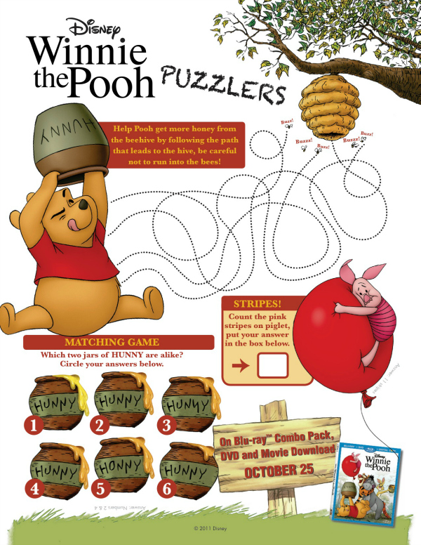 Winnie the Pooh Printable Puzzlers