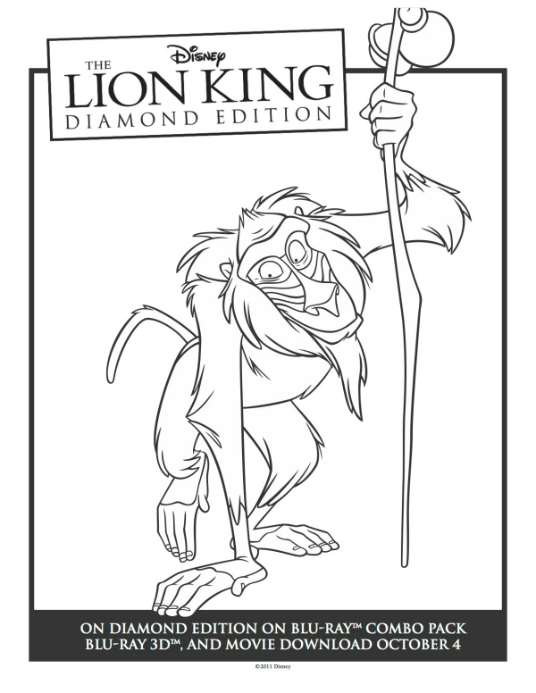 Free Printable Rafiki Lion King Coloring Page