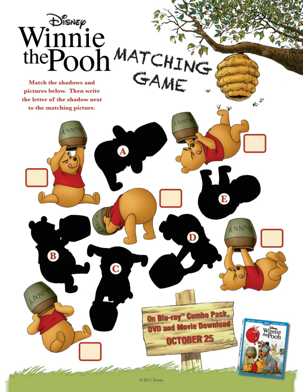 Winnie the Pooh Printable Matching Game