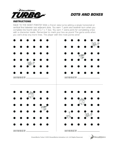 Turbo Printable Dots and Boxes Game