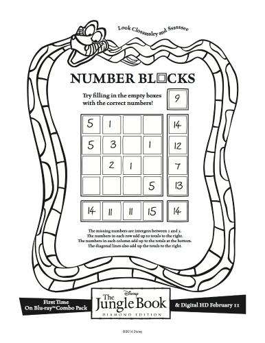 Disney Jungle Book Printable Number Blocks Puzzle