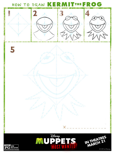 Muppets Most Wanted Printable - How to Draw Kermit the Frog