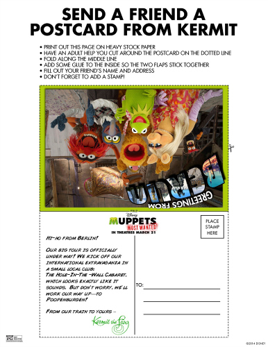 Muppets Most Wanted Printable Postcard