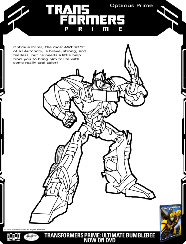 Transformers Optimus Prime Printable Coloring Page