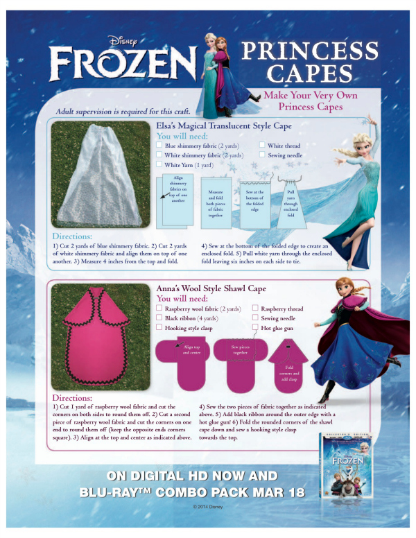 Disney Frozen Elsa and Anna DIY Princess Capes #Disney #frozen #frozen2 #disneyprincess #frozencostume #disneycostume #princesscostume #freeprintable