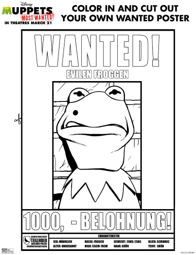 Muppets Wanted Poster Coloring Page