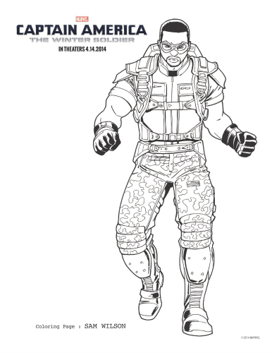 Captain America: The Winter Soldier Sam Wilson Coloring Page