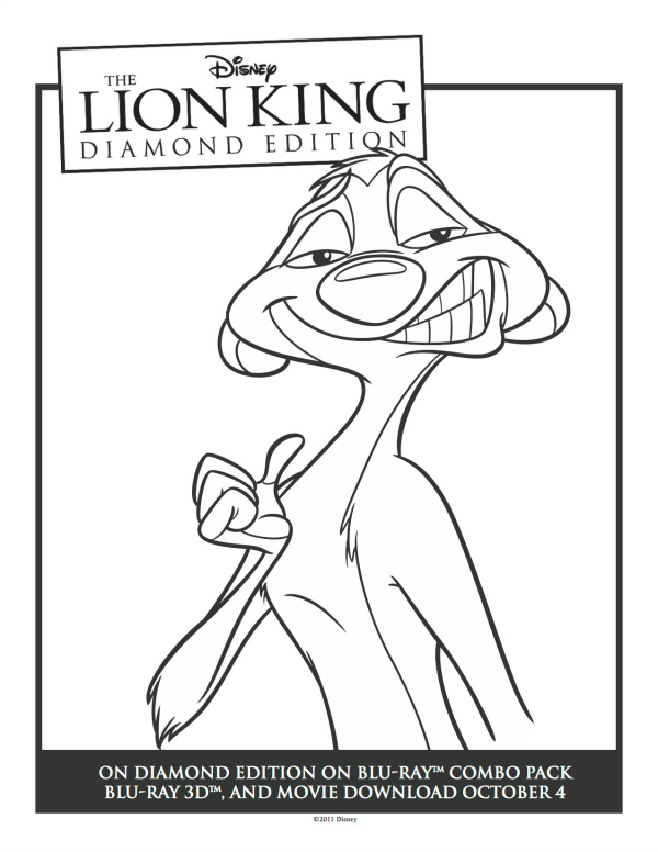 Free Printable Disney Lion King Timon Coloring Page