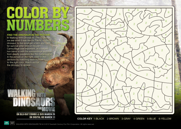 Walking with Dinosaurs Color by Numbers
