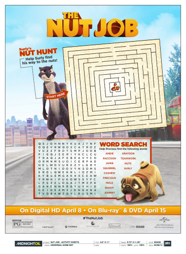 The Nut Job Printable Maze and Word Search