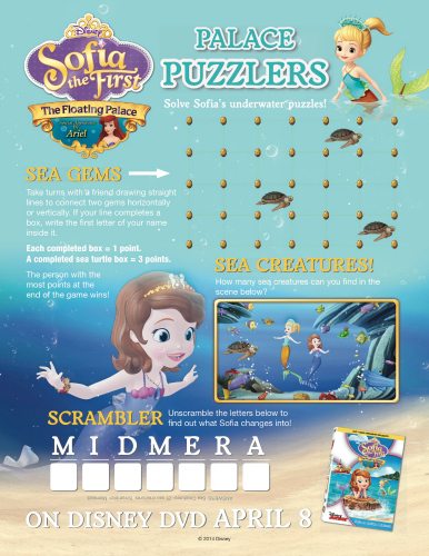 Sofia the First Printable Puzzlers Page