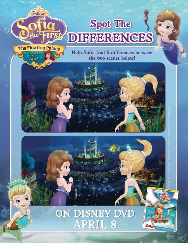 Sofia the First Spot the Differences Activity Page
