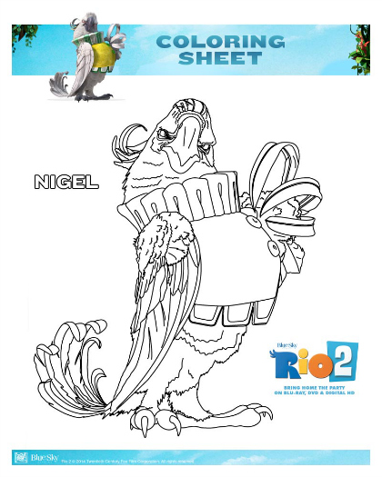 nigel coloring page in black and white rio