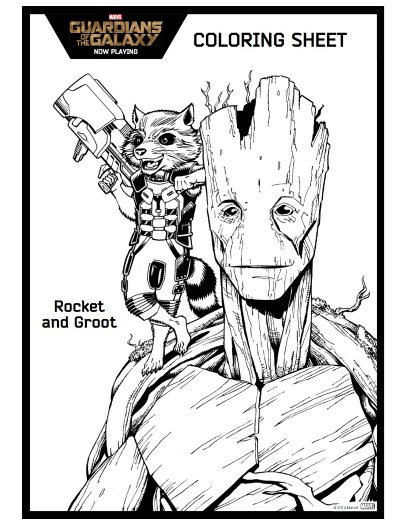 rocket  groot printable coloring page  guardians of the