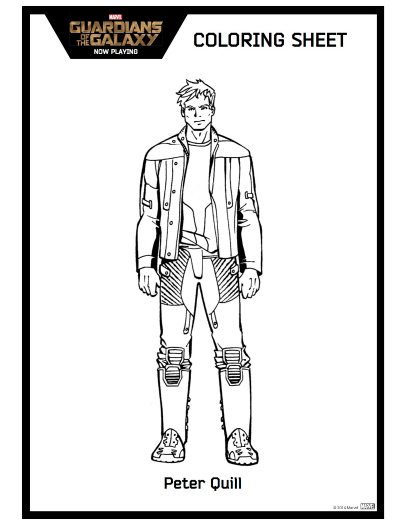 Peter Quill Guardians of The Galaxy Printable Coloring Sheet