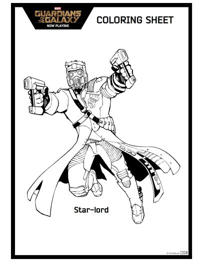 Star-Lord Guardians of The Galaxy Printable Coloring Page